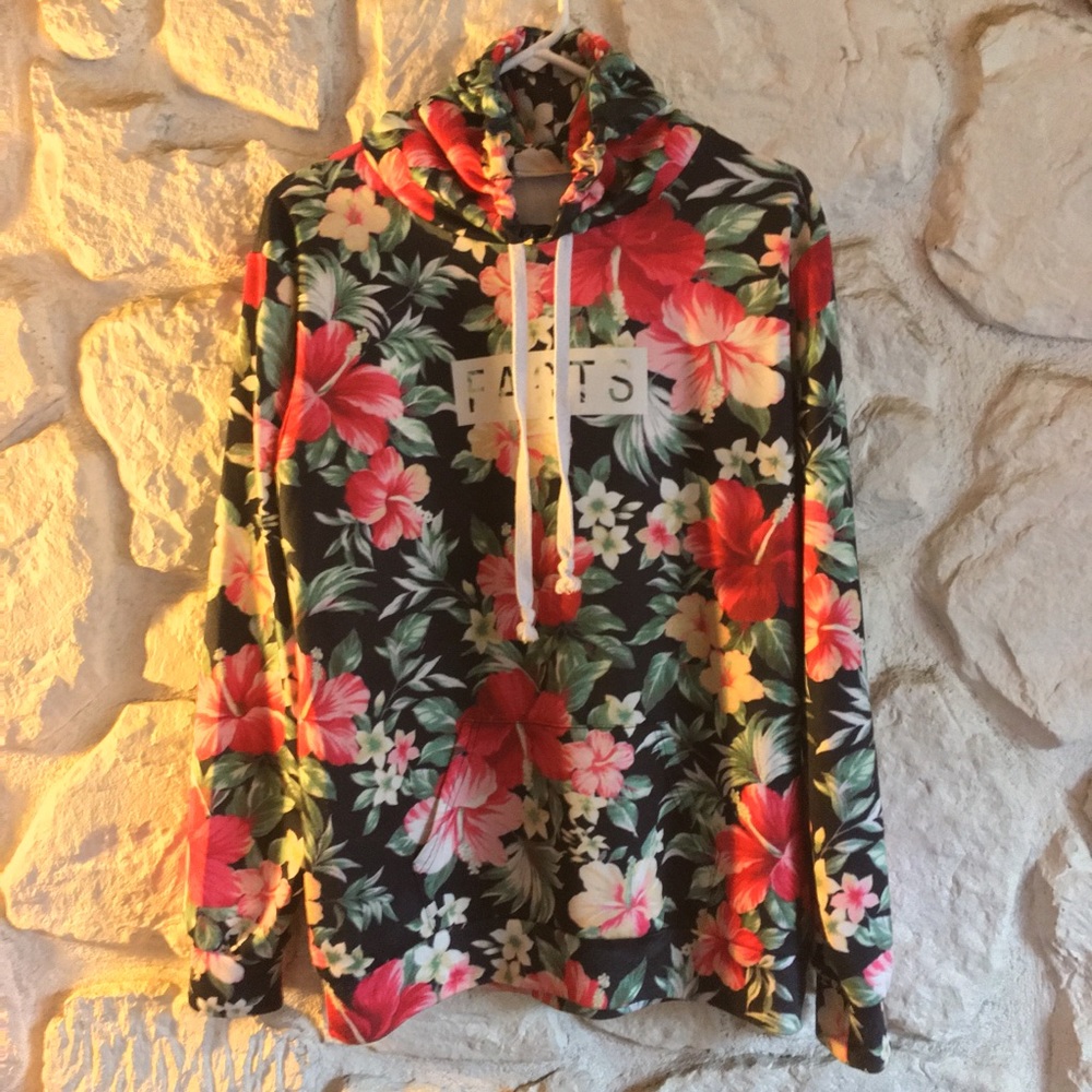 Floral long sleeve hoodie ,size medium